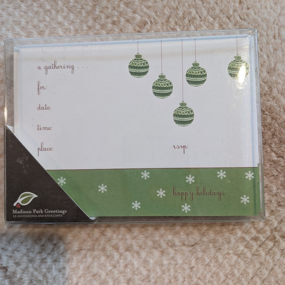 Madison Park Green Holiday Invitation Set- NIB